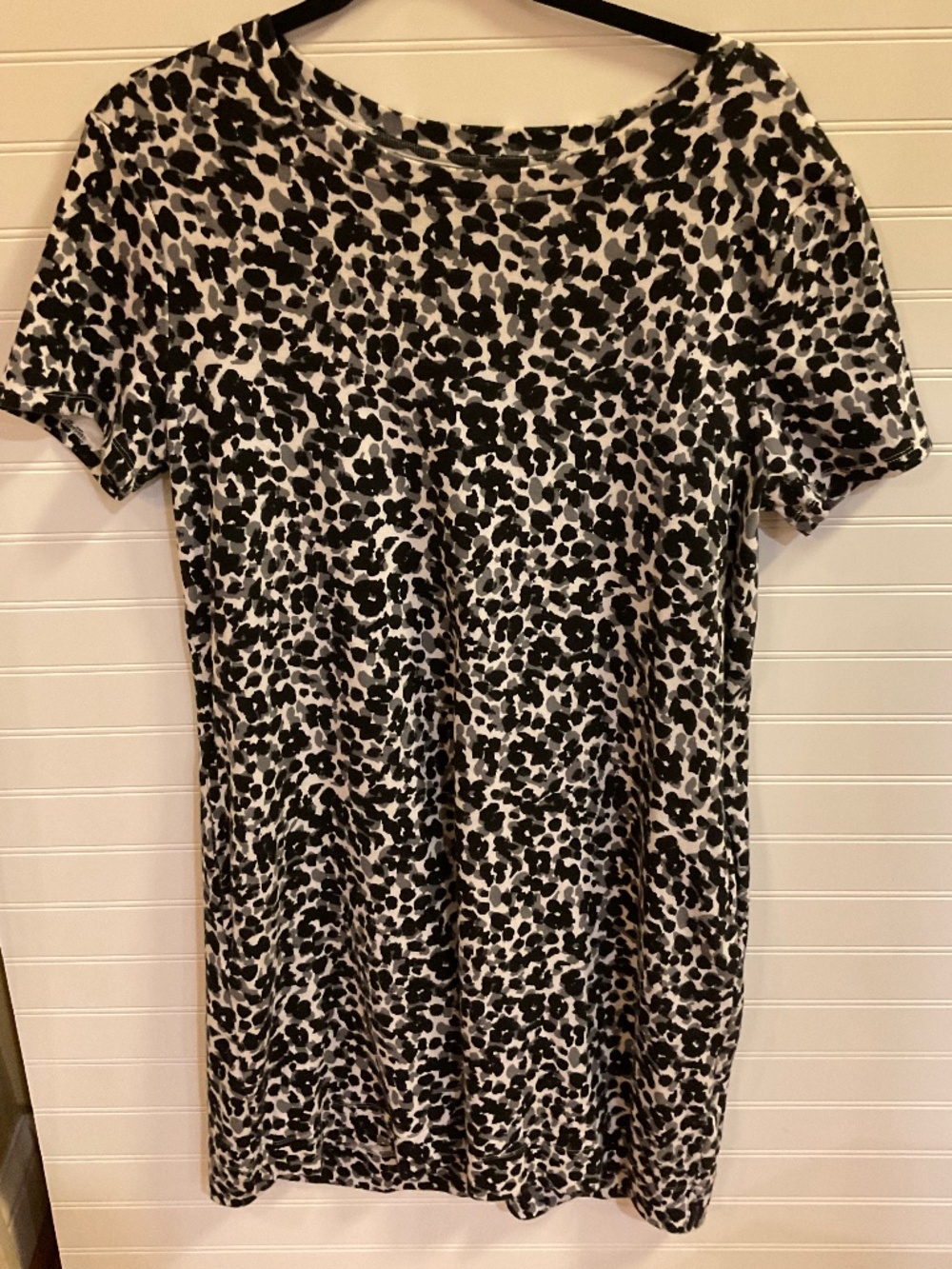 Ellen Tracy Black Gray Leopard Animal Print Maxi Dress Size: L. Pre Owned